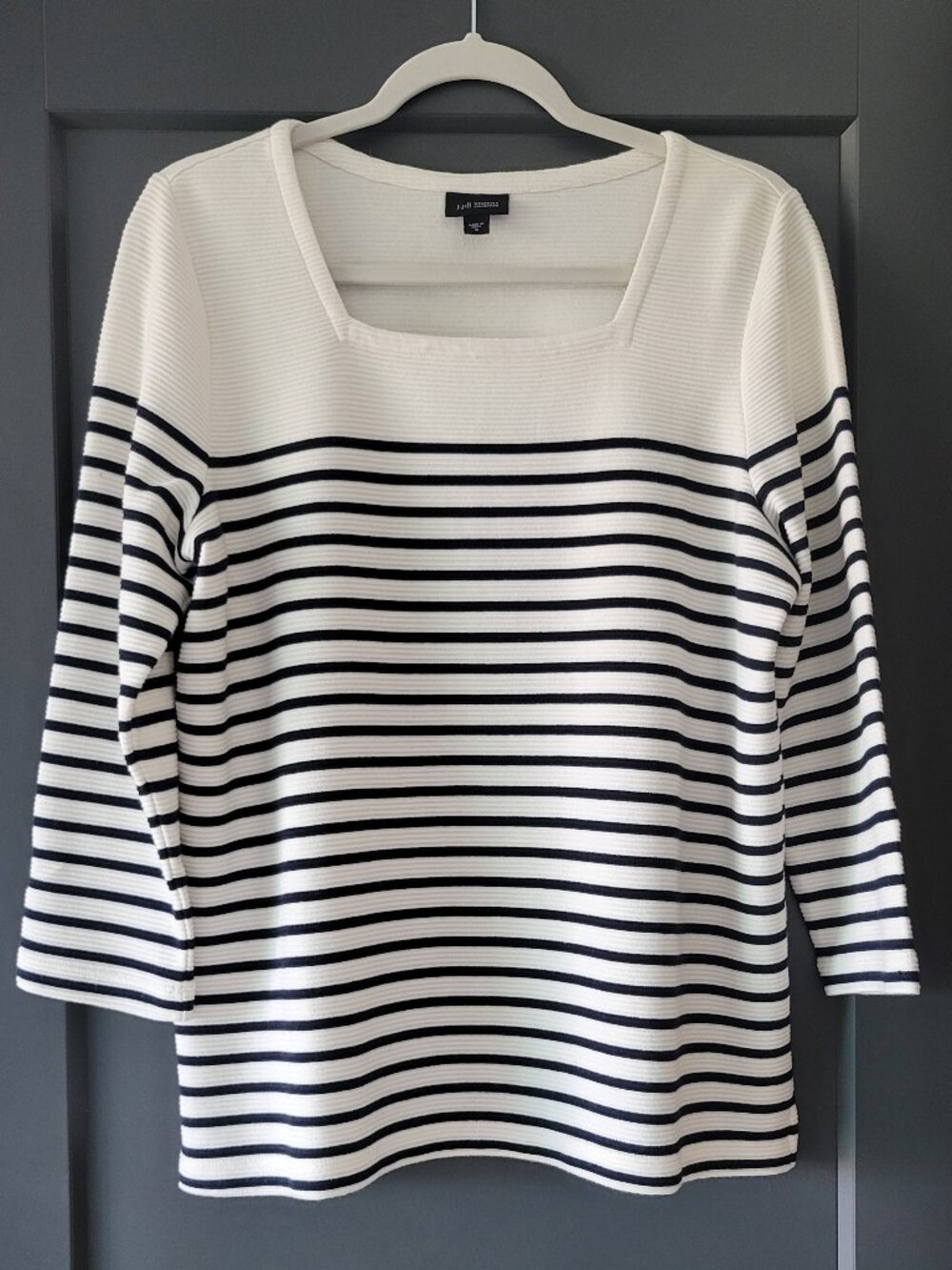 J. Jill Wearever navy and white striped square-neck top
